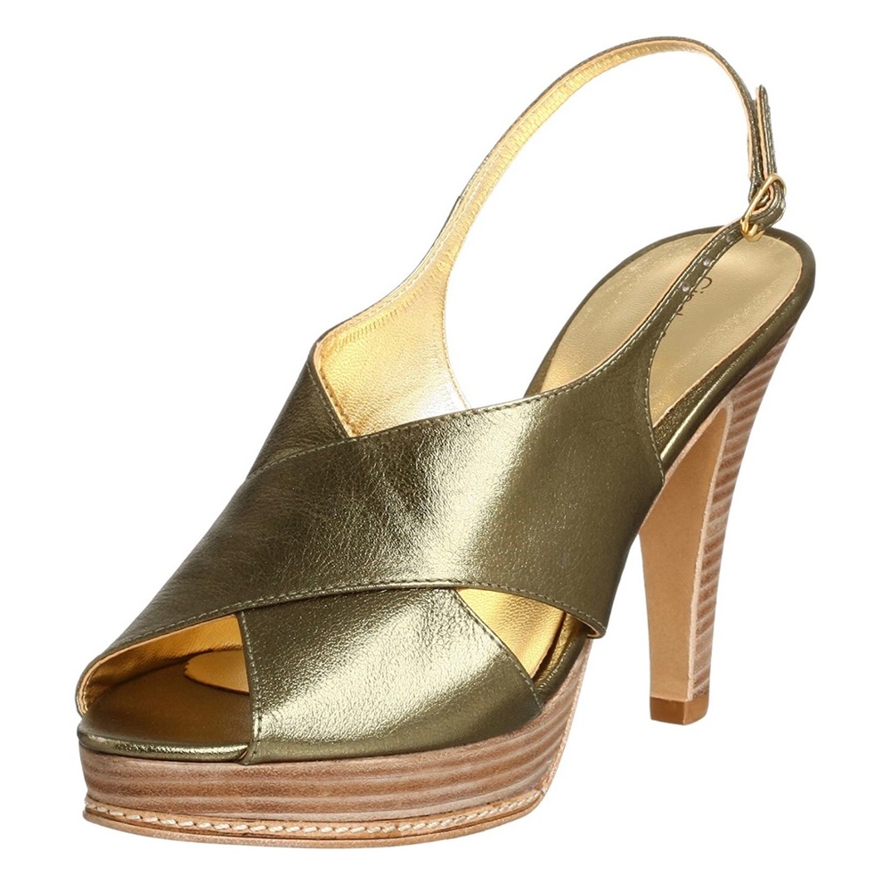 Cindy Says Heels Copper Gold Slingback Platform 8